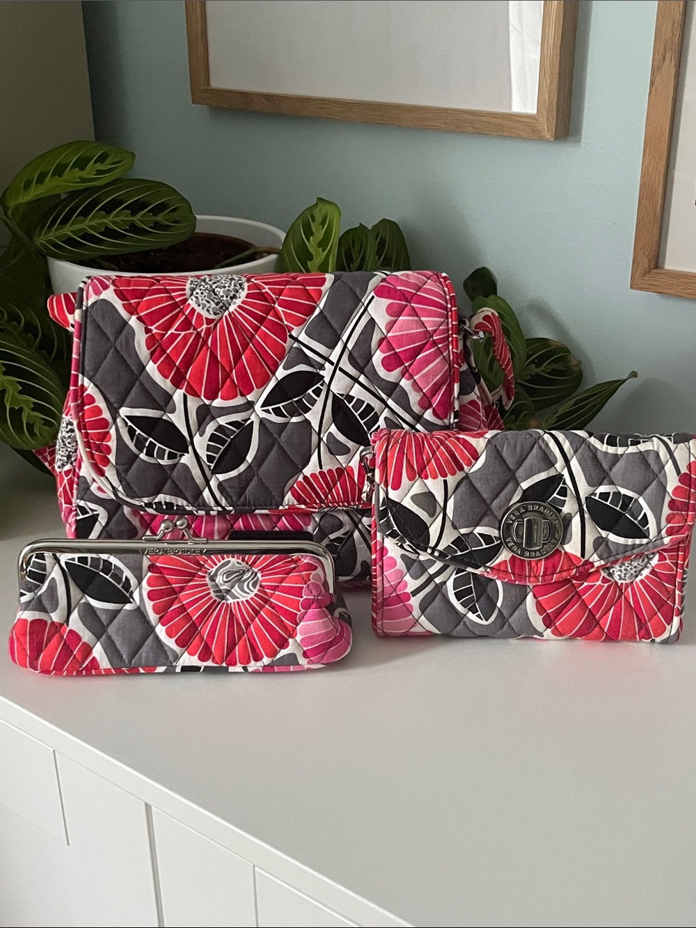 ✨SPECIAL OFFER✨Vera Bradley Matching “Cheery Blossoms” Pink and Gray Floral Set